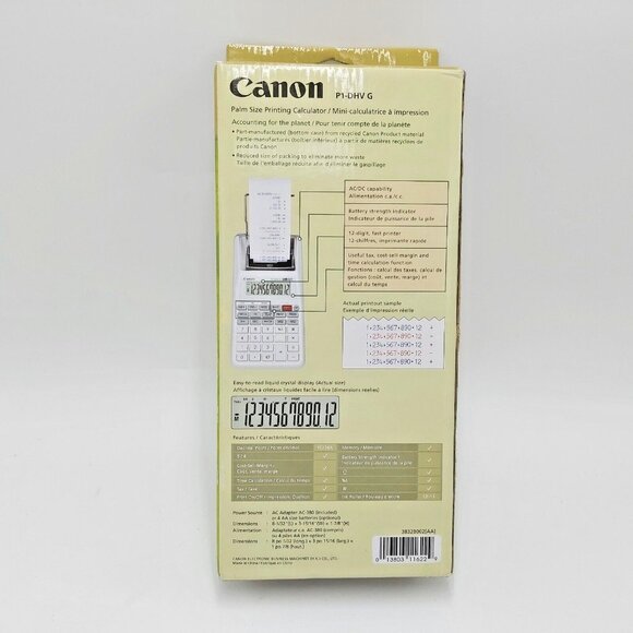 Canon P1-DHV G 12 Digit 2 Color Printing Calculator Cream with Adaptor and Paper - Picture 2 of 6